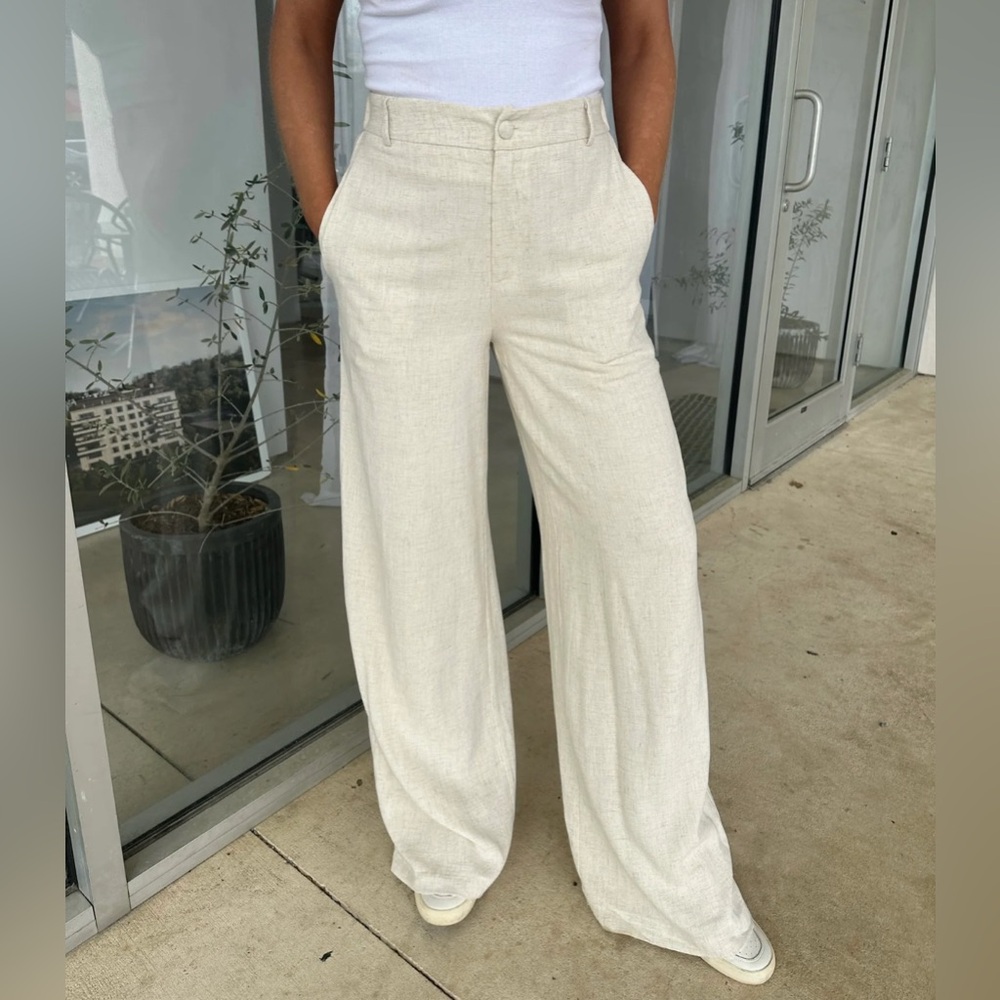 Women's Cream Wide Leg Pants